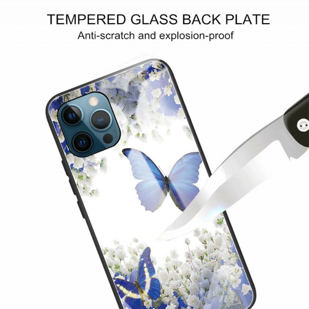 Hoesje voor iPhone 13 Pro Ontwerp Van Gehard Glas Vlinders