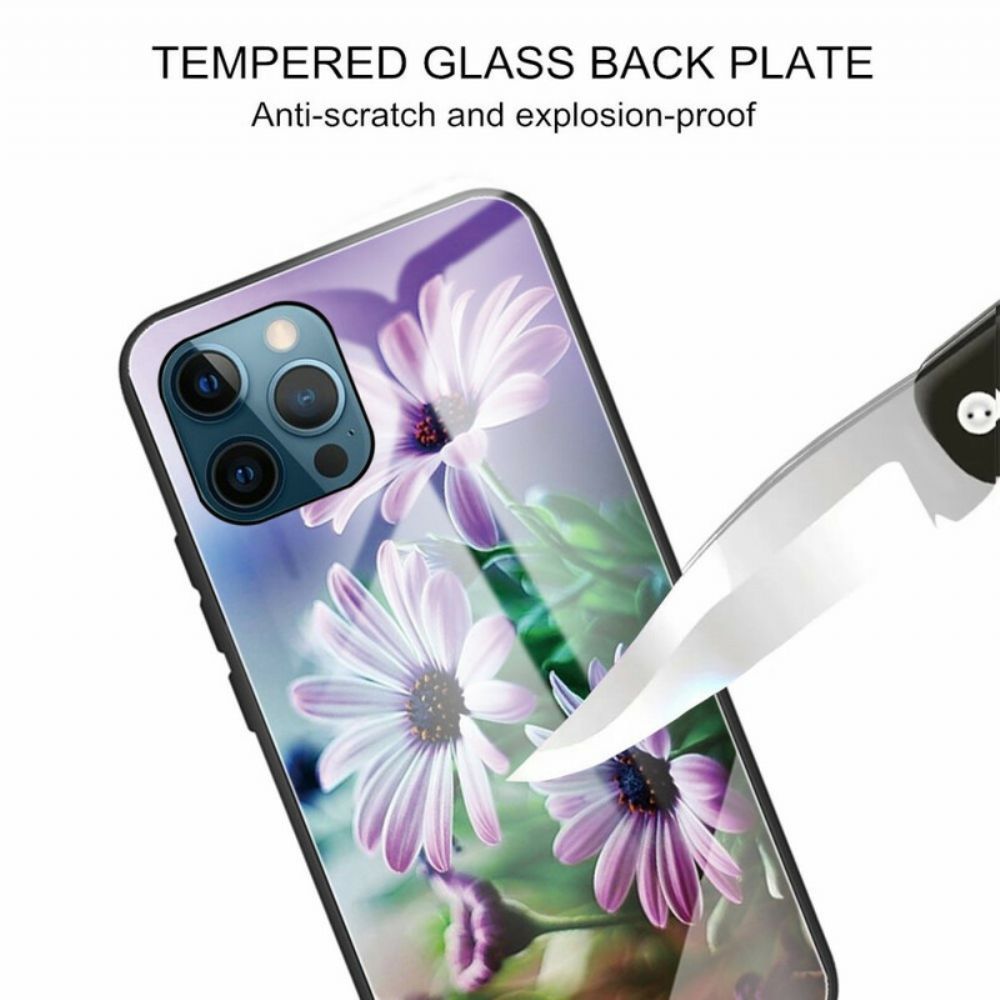 Hoesje voor iPhone 13 Pro Realistische Bloemen Van Gehard Glas