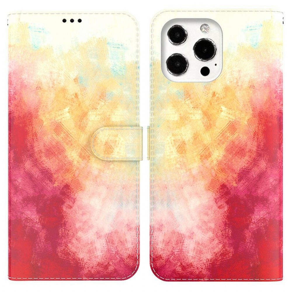 Leren Hoesje voor iPhone 13 Pro Aquarel