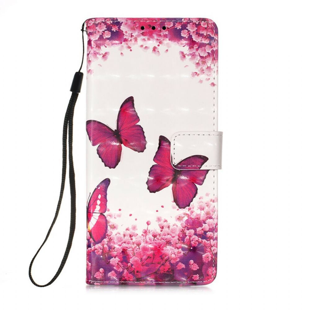 Leren Hoesje voor iPhone 13 Pro Rode Vlinders