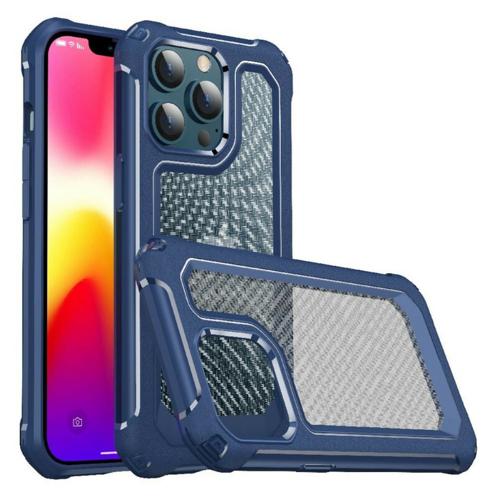 Telefoonhoesje voor iPhone 13 Pro Transparante Koolstofvezeltextuur