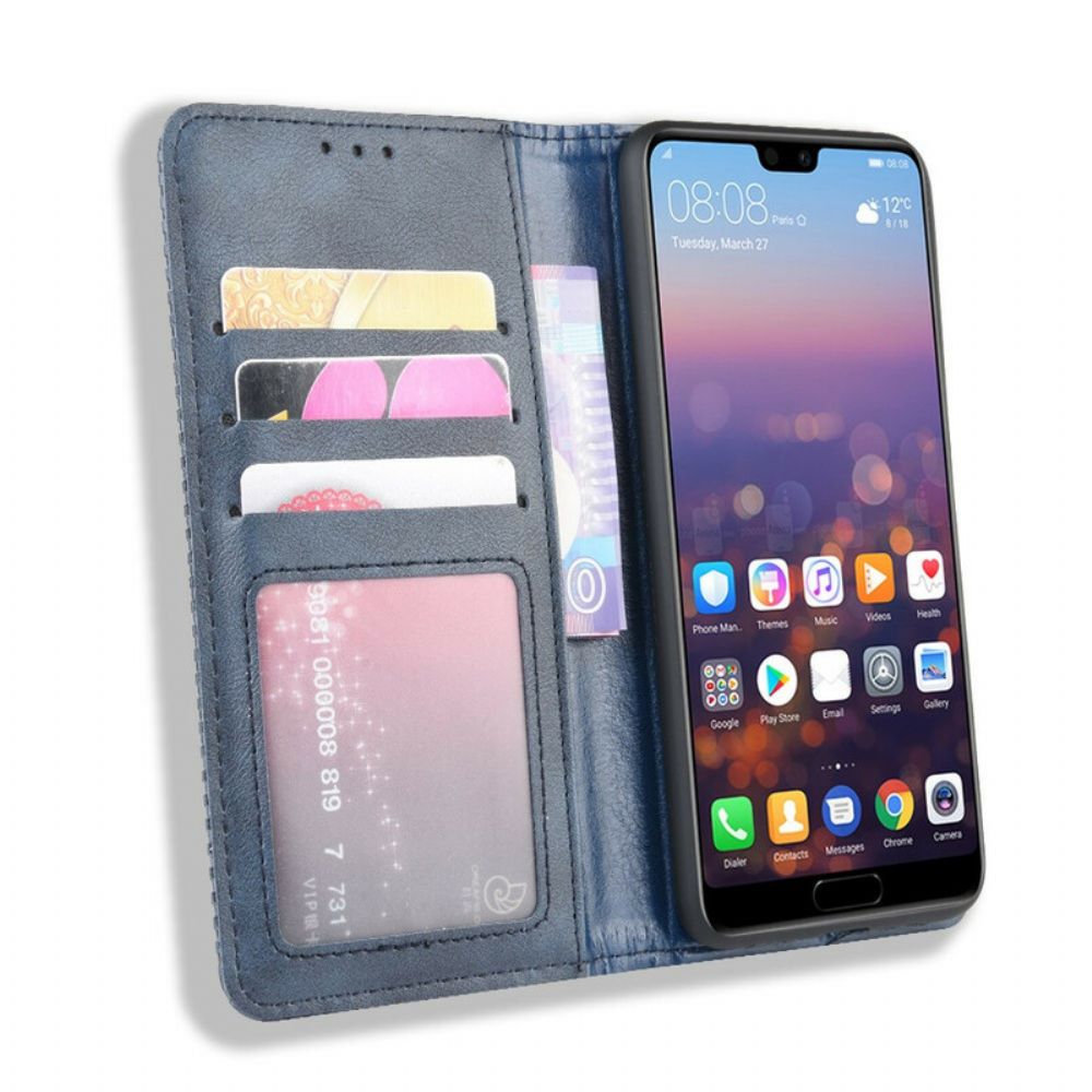 Bescherming Hoesje voor Huawei P20 Folio-hoesje Vintage Gestileerd Leereffect