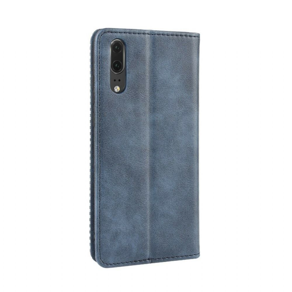 Bescherming Hoesje voor Huawei P20 Folio-hoesje Vintage Gestileerd Leereffect