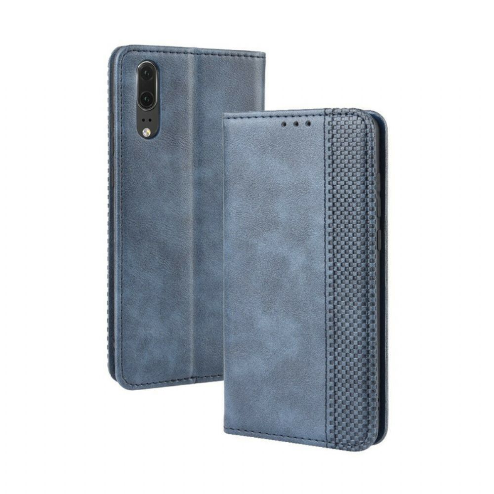 Bescherming Hoesje voor Huawei P20 Folio-hoesje Vintage Gestileerd Leereffect