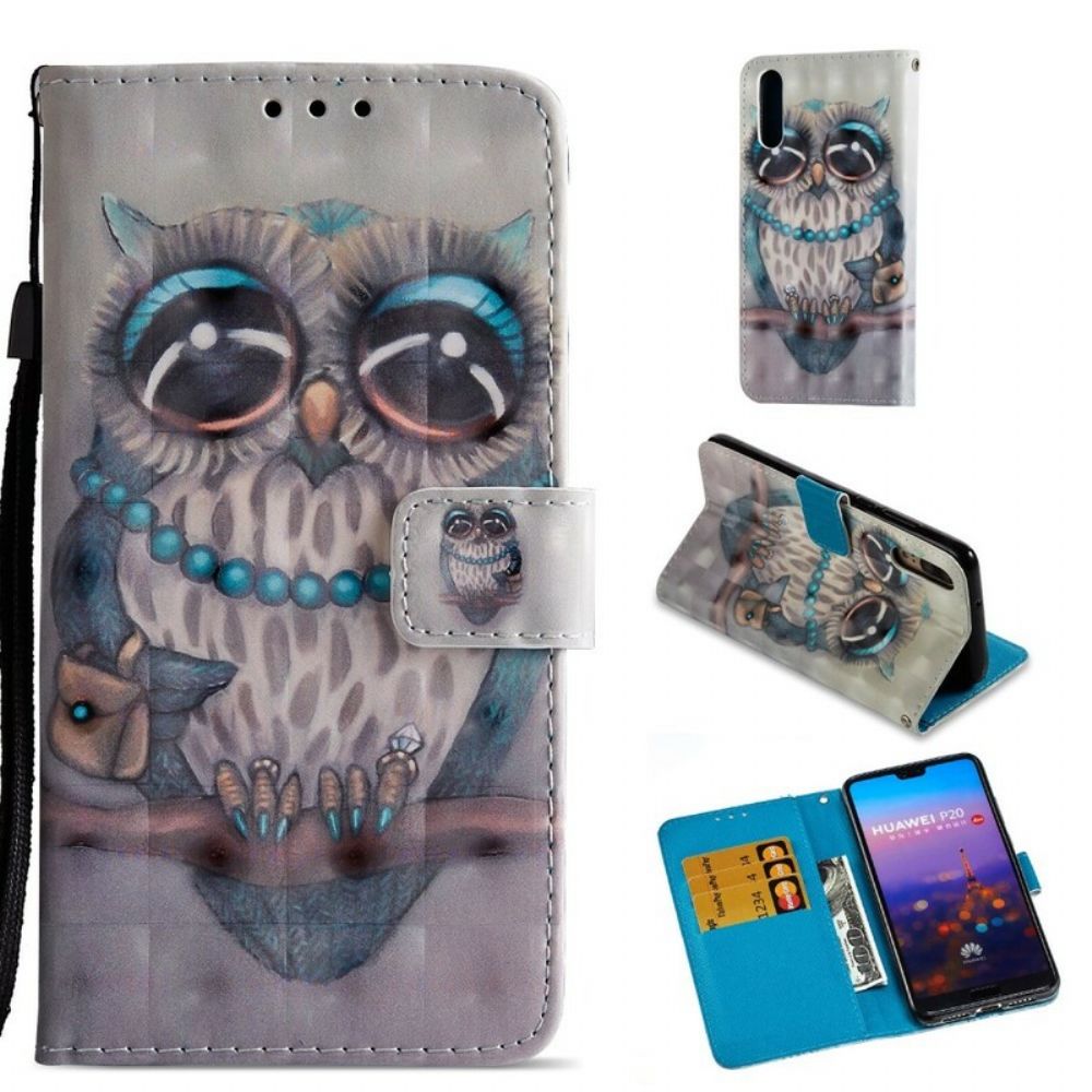 Folio-hoesje voor Huawei P20 Miss Uil 3d