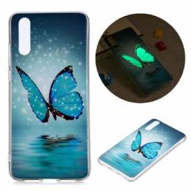 Hoesje voor Huawei P20 Fluorescerende Blauwe Vlinder