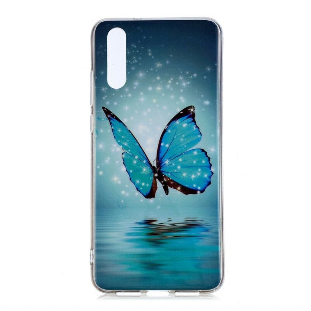 Hoesje voor Huawei P20 Fluorescerende Blauwe Vlinder