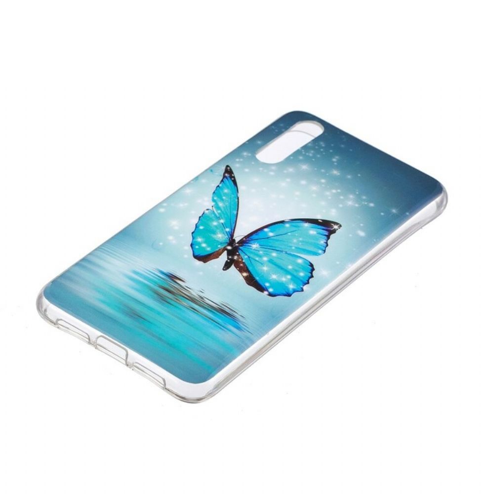 Hoesje voor Huawei P20 Fluorescerende Blauwe Vlinder