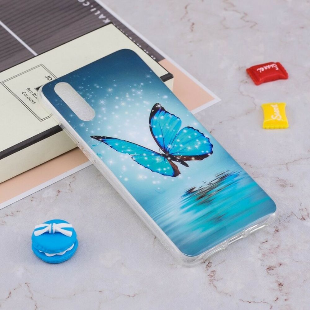 Hoesje voor Huawei P20 Fluorescerende Blauwe Vlinder