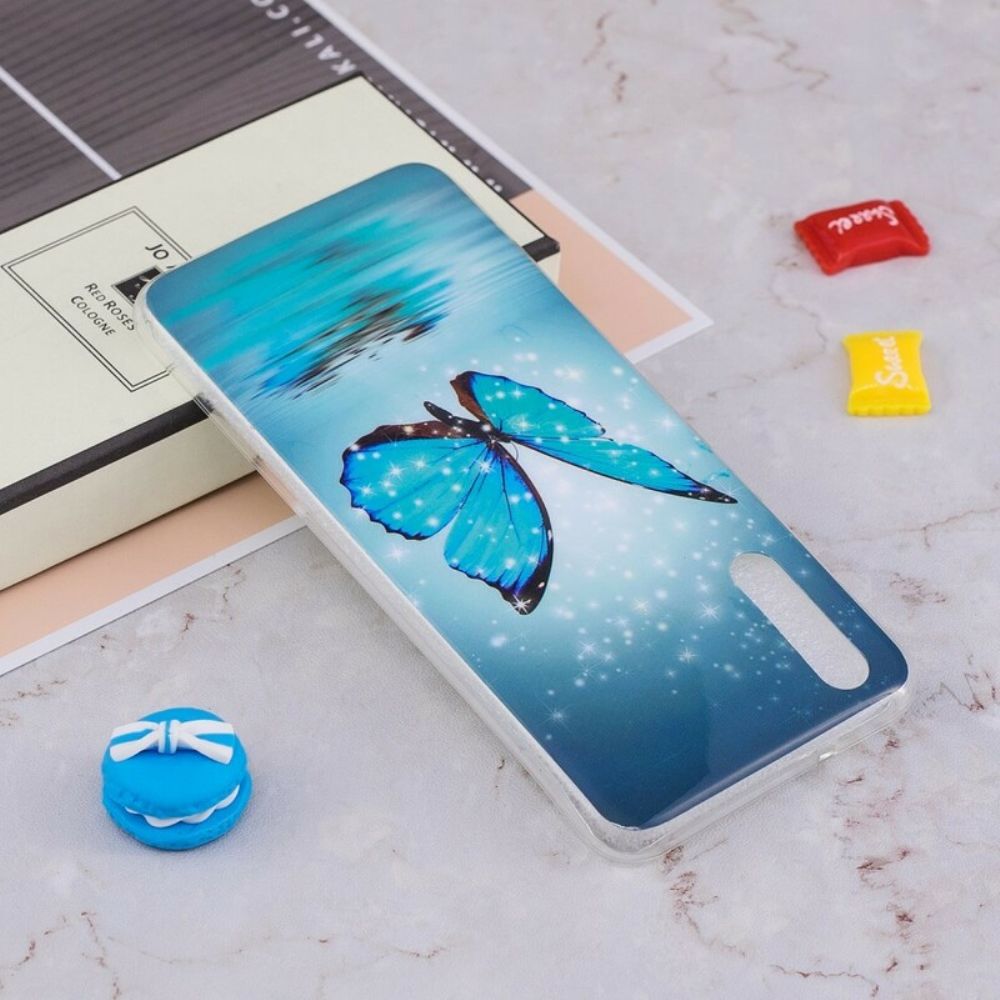 Hoesje voor Huawei P20 Fluorescerende Blauwe Vlinder