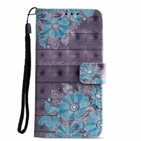 Leren Hoesje voor Huawei P20 3d Blauwe Bloemen