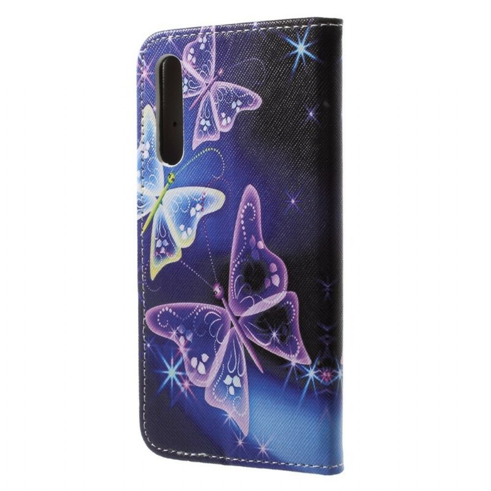 Leren Hoesje voor Huawei P20 Vlinders