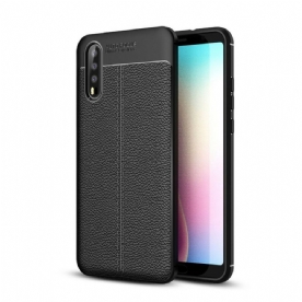 Telefoonhoesje voor Huawei P20 Dubbele Lijn Litchi Leder Effect