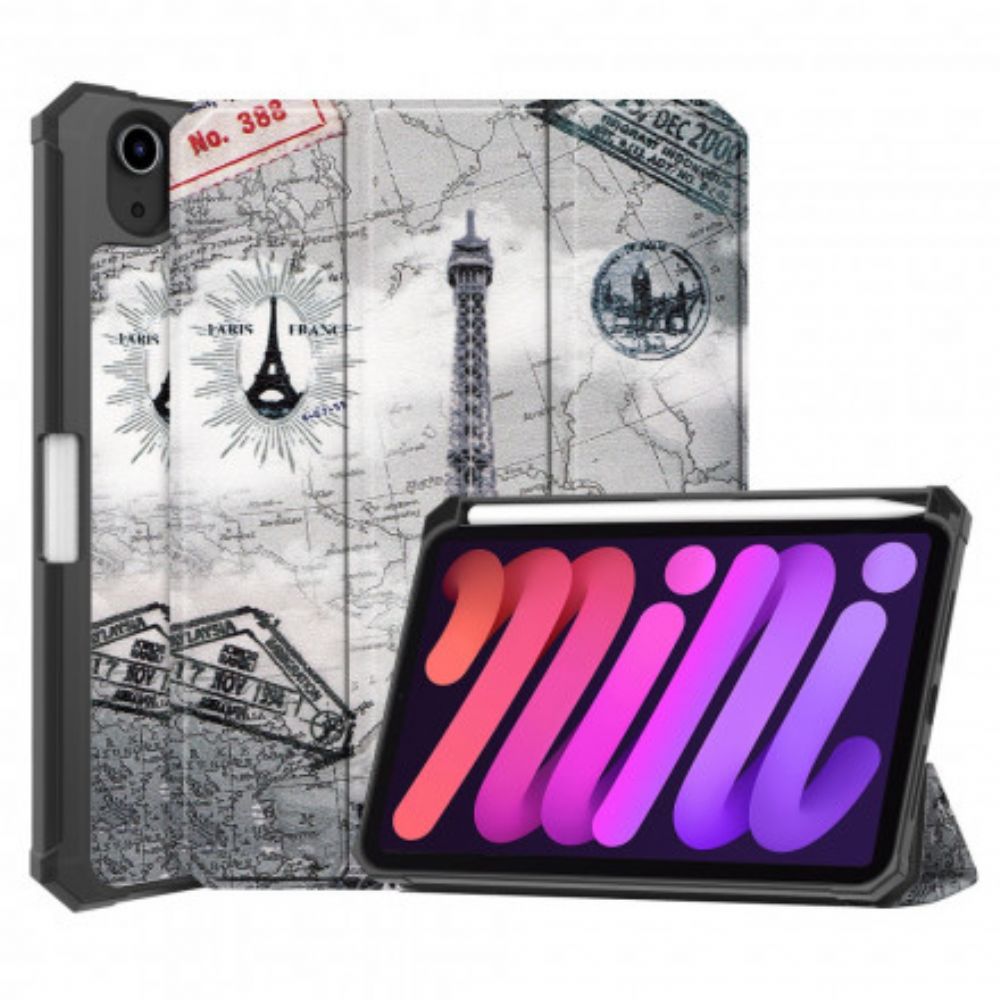 Bescherming Hoesje voor iPad Mini 6 (2021) Eiffeltoren Stylus Houder