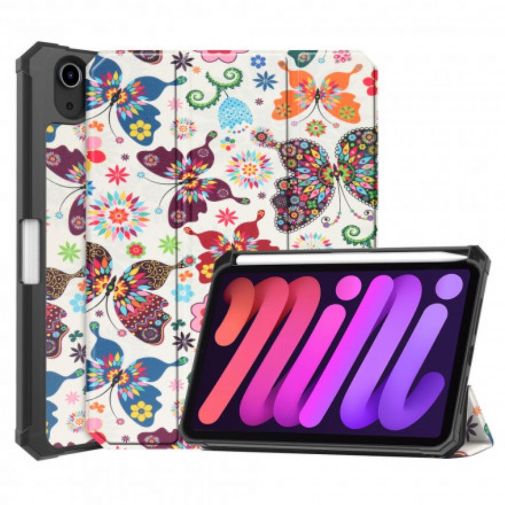 Bescherming Hoesje voor iPad Mini 6 (2021) Vintage Bloem Pennenhouder