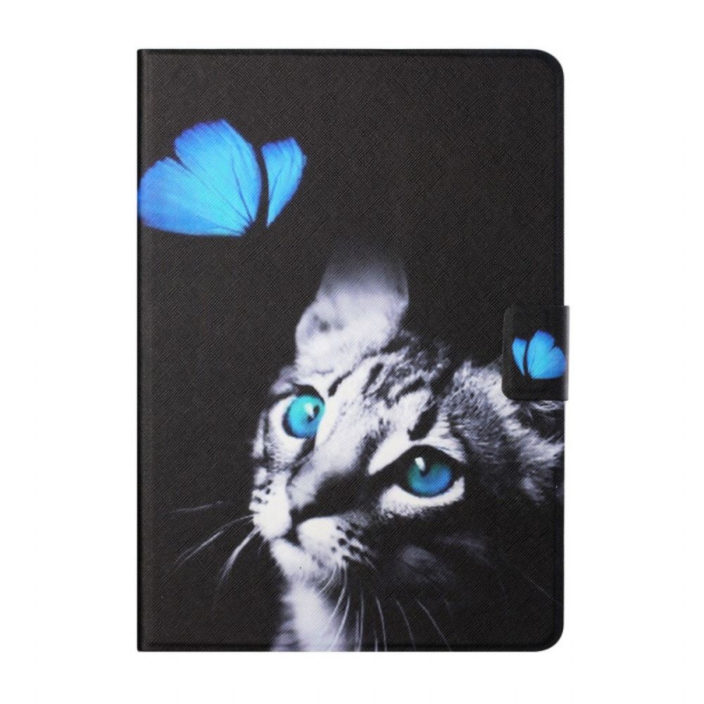 Folio-hoesje voor iPad Mini 6 (2021) Kat En Blauwe Vlinder