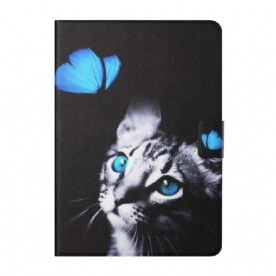 Folio-hoesje voor iPad Mini 6 (2021) Kat En Blauwe Vlinder