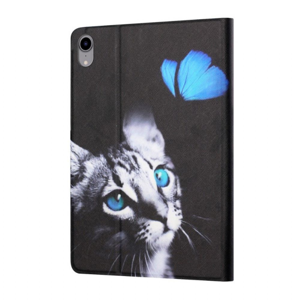 Folio-hoesje voor iPad Mini 6 (2021) Kat En Blauwe Vlinder