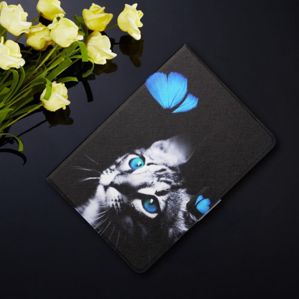 Folio-hoesje voor iPad Mini 6 (2021) Kat En Blauwe Vlinder