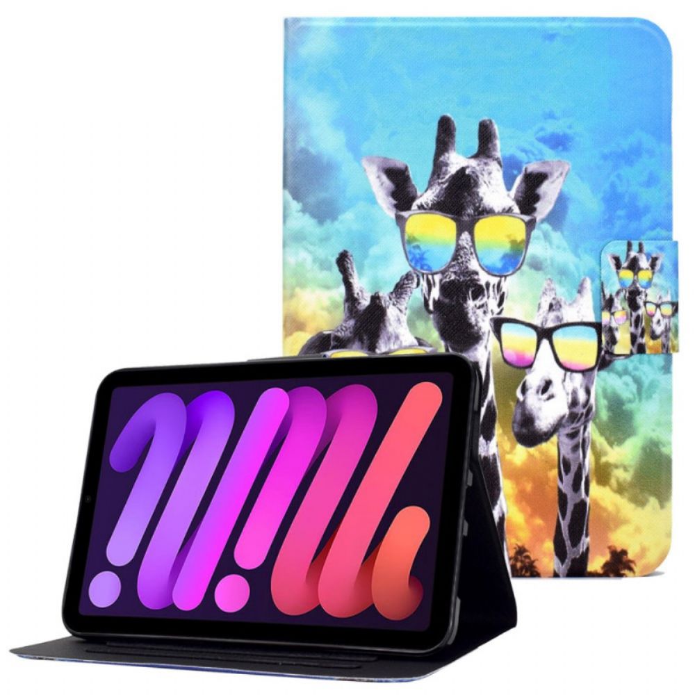 Leren Hoesje voor iPad Mini 6 (2021) Funky Giraffen