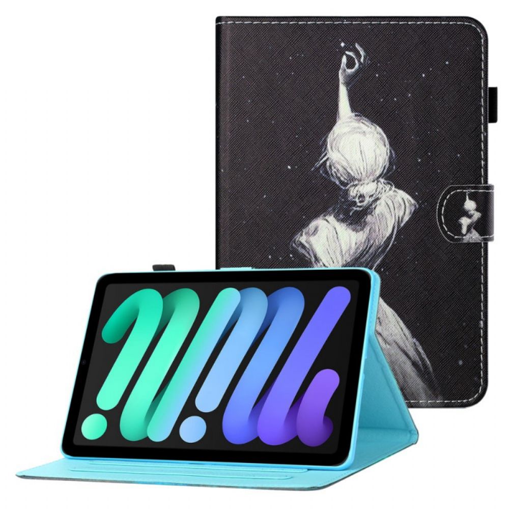 Leren Hoesje voor iPad Mini 6 (2021) Jong Meisje Kunst