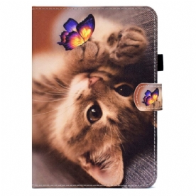 Leren Hoesje voor iPad Mini 6 (2021) Mijn Kitten En Vlinder