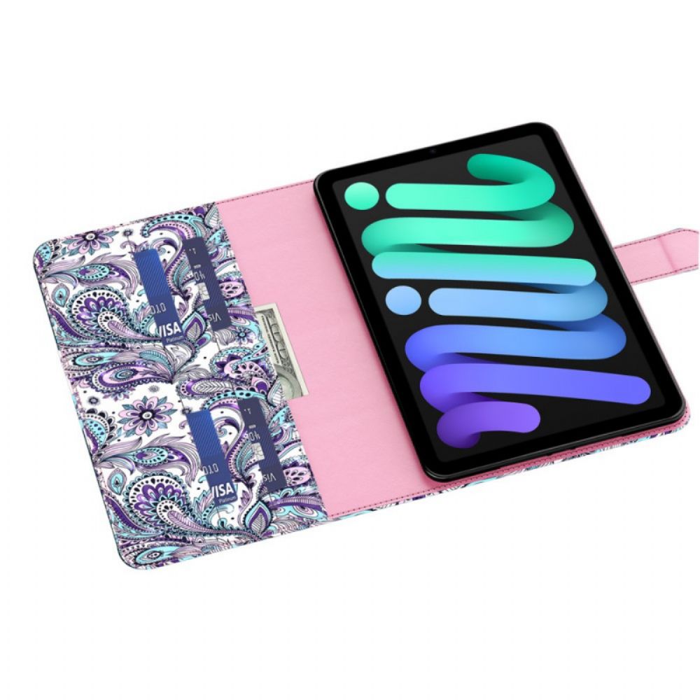 Leren Hoesje voor iPad Mini 6 (2021) Paisley-patroon Met Lichte Vlek