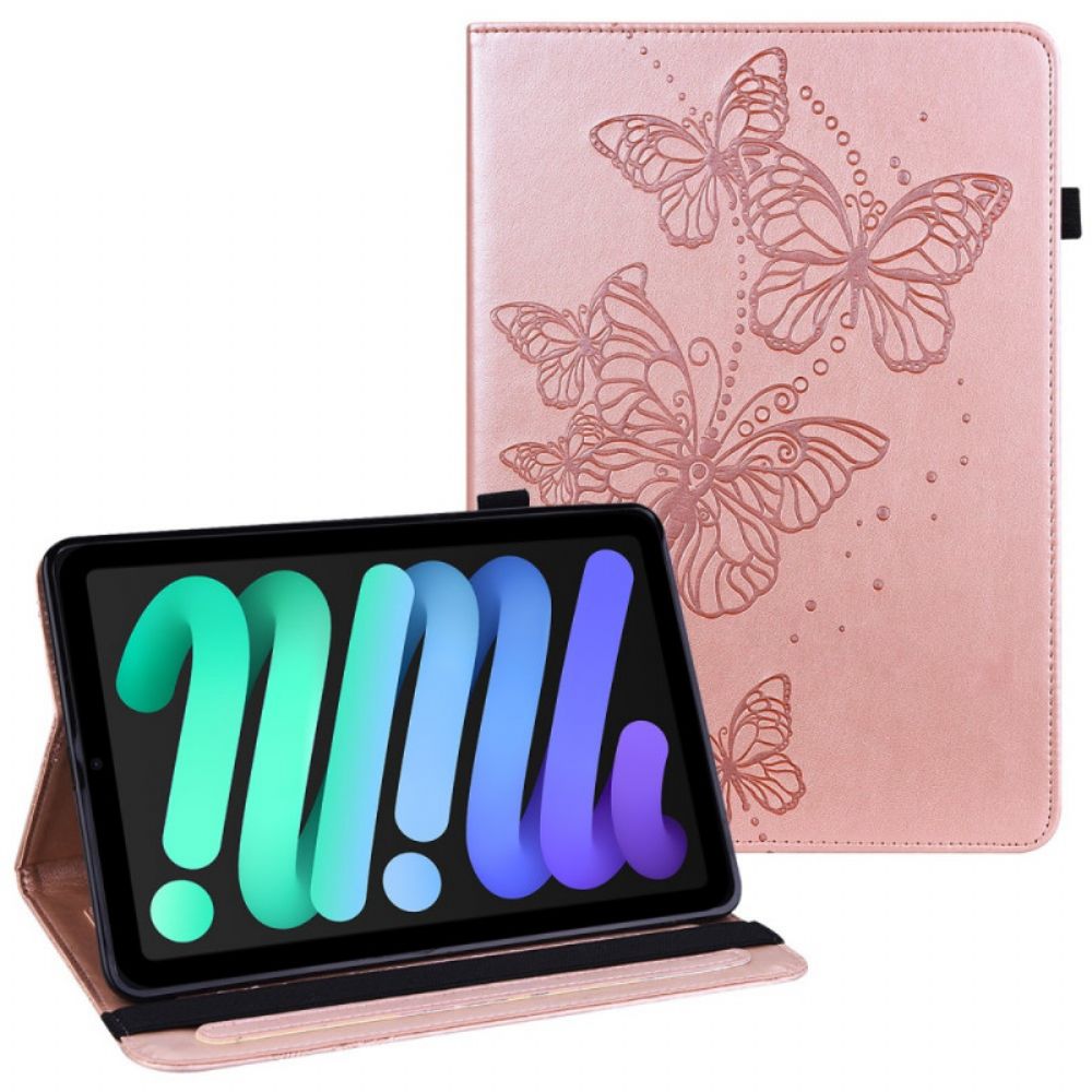 Leren Hoesje voor iPad Mini 6 (2021) Vlinderafdrukpatroon