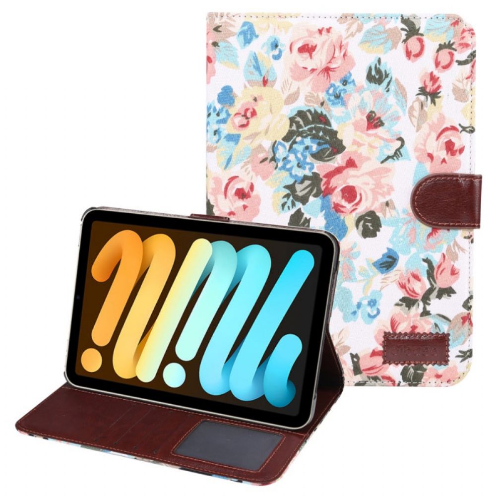 Leren Hoesje voor iPad Mini 6 (2021) Vrijheidsbloemen