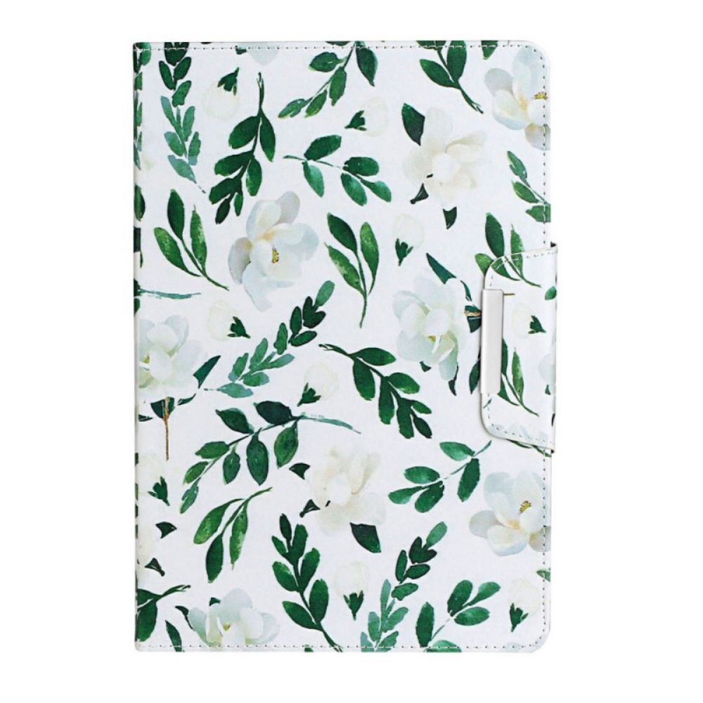 Leren Hoesje voor iPad Mini 6 (2021) Witte Bloemen