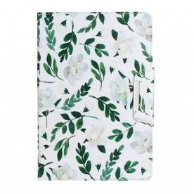 Leren Hoesje voor iPad Mini 6 (2021) Witte Bloemen