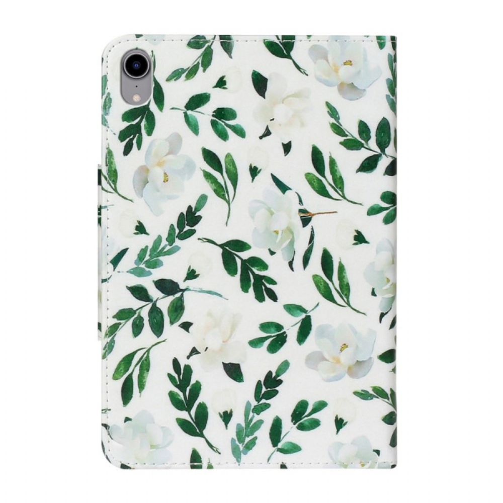 Leren Hoesje voor iPad Mini 6 (2021) Witte Bloemen