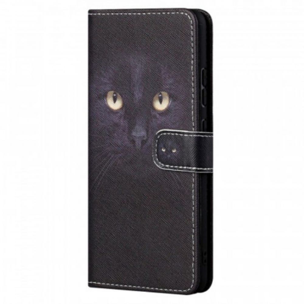 Folio-hoesje voor Xiaomi Redmi Note 11 Pro / 11 Pro 5G Met Ketting Strappy Zwarte Kattenogen