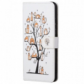 Leren Hoesje voor Xiaomi Redmi Note 11 Pro / 11 Pro 5G Met Ketting Funky Cats Met Riem