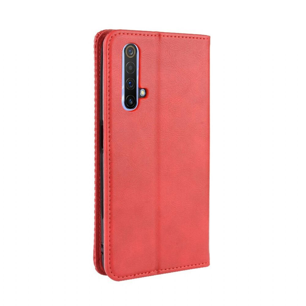 Bescherming Hoesje voor Realme X50 Folio-hoesje Vintage Gestileerd Leereffect