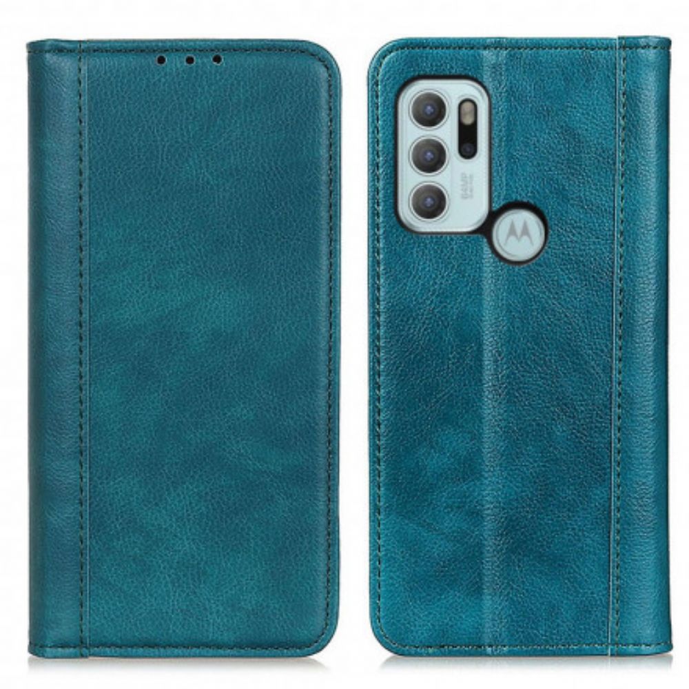 Bescherming Hoesje voor Moto G60S Folio-hoesje Litchi Splitlederen Versie