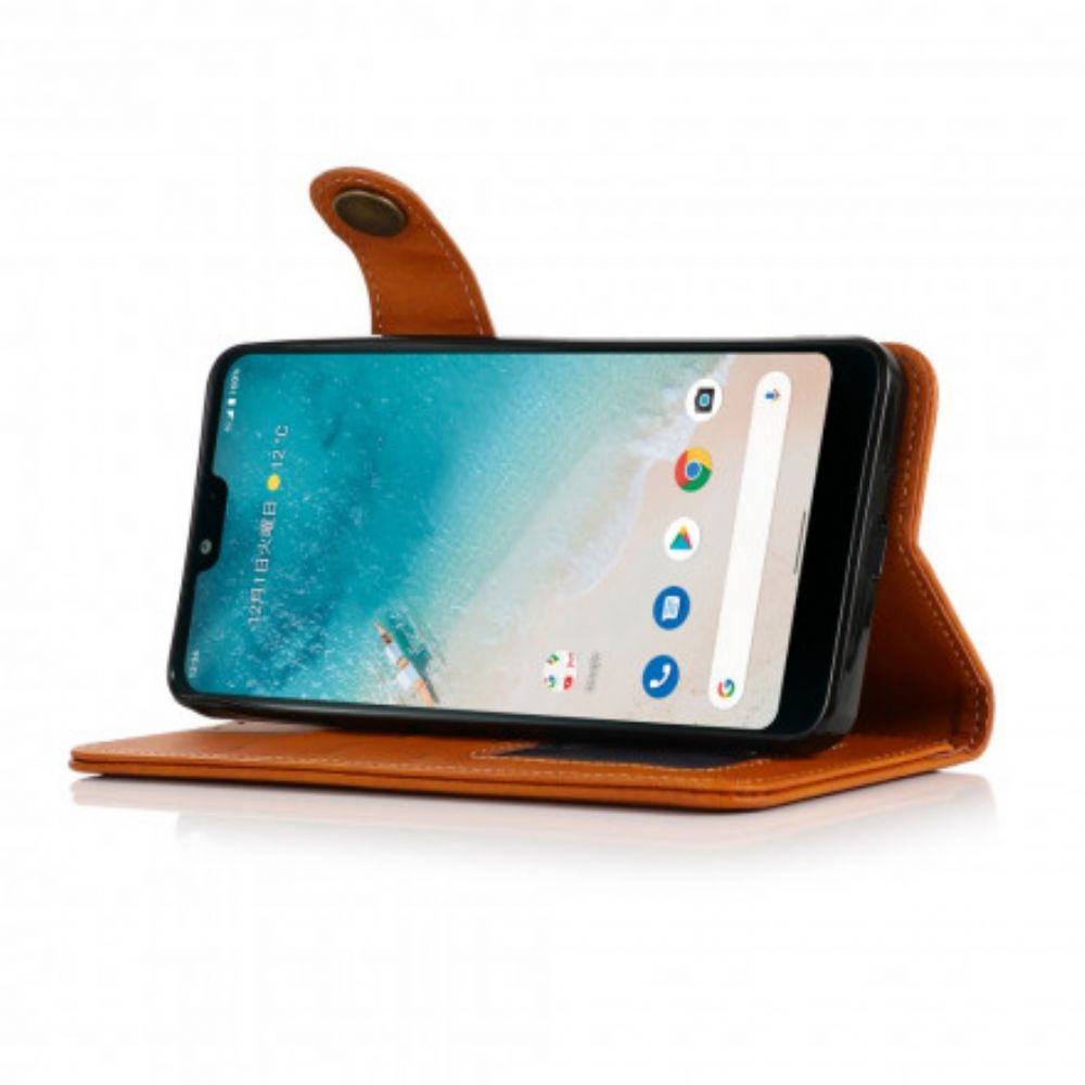 Flip Case voor Moto G60S Knoop Van Kunstleer Khazneh