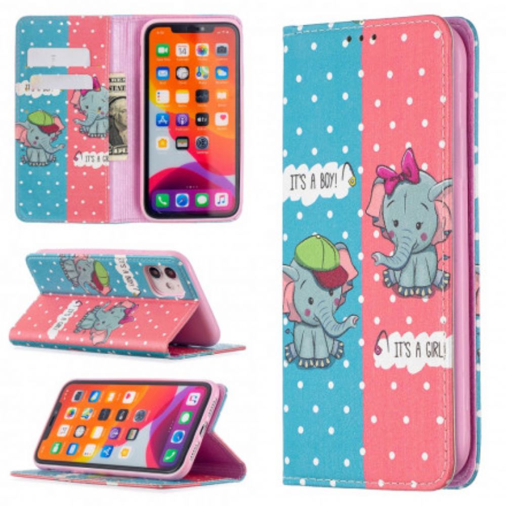 Bescherming Hoesje voor iPhone 11 Folio-hoesje Baby Olifanten