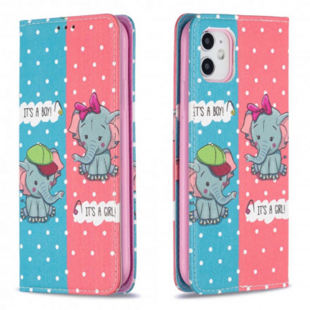 Bescherming Hoesje voor iPhone 11 Folio-hoesje Baby Olifanten