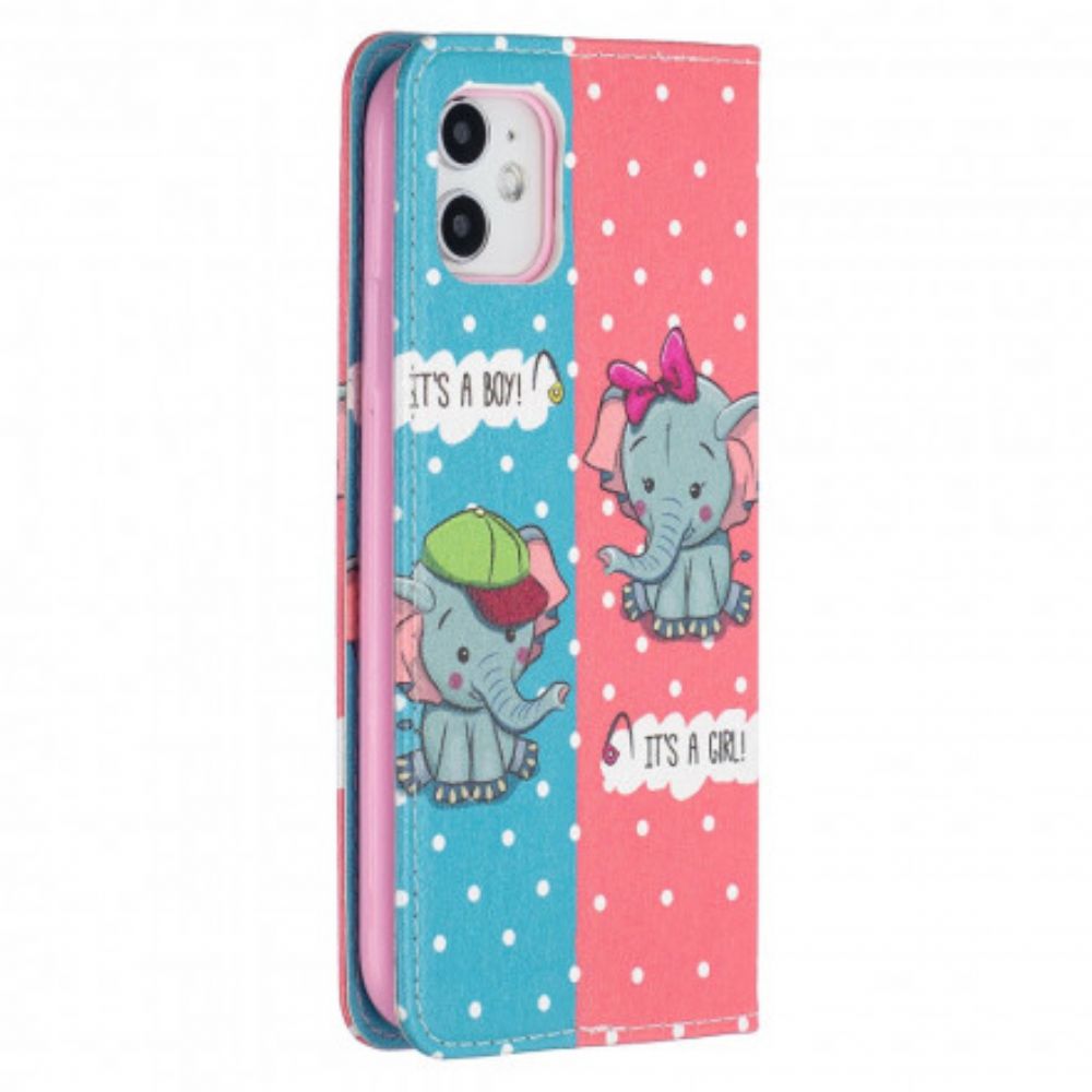 Bescherming Hoesje voor iPhone 11 Folio-hoesje Baby Olifanten