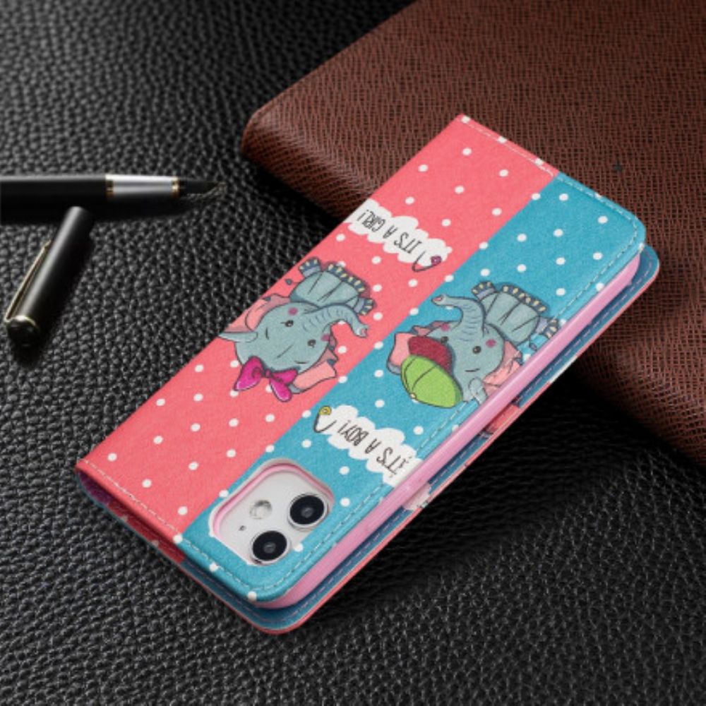 Bescherming Hoesje voor iPhone 11 Folio-hoesje Baby Olifanten