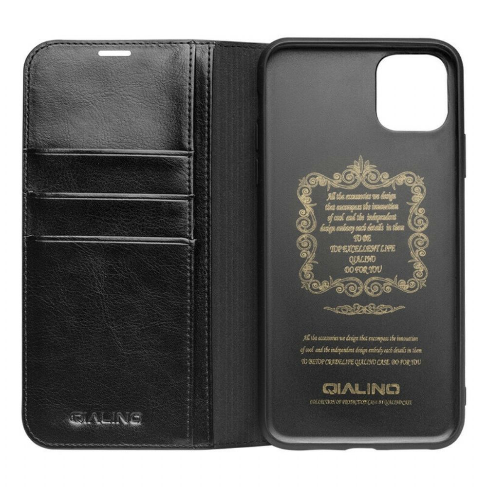 Bescherming Hoesje voor iPhone 11 Folio-hoesje Echt Qialino-leer