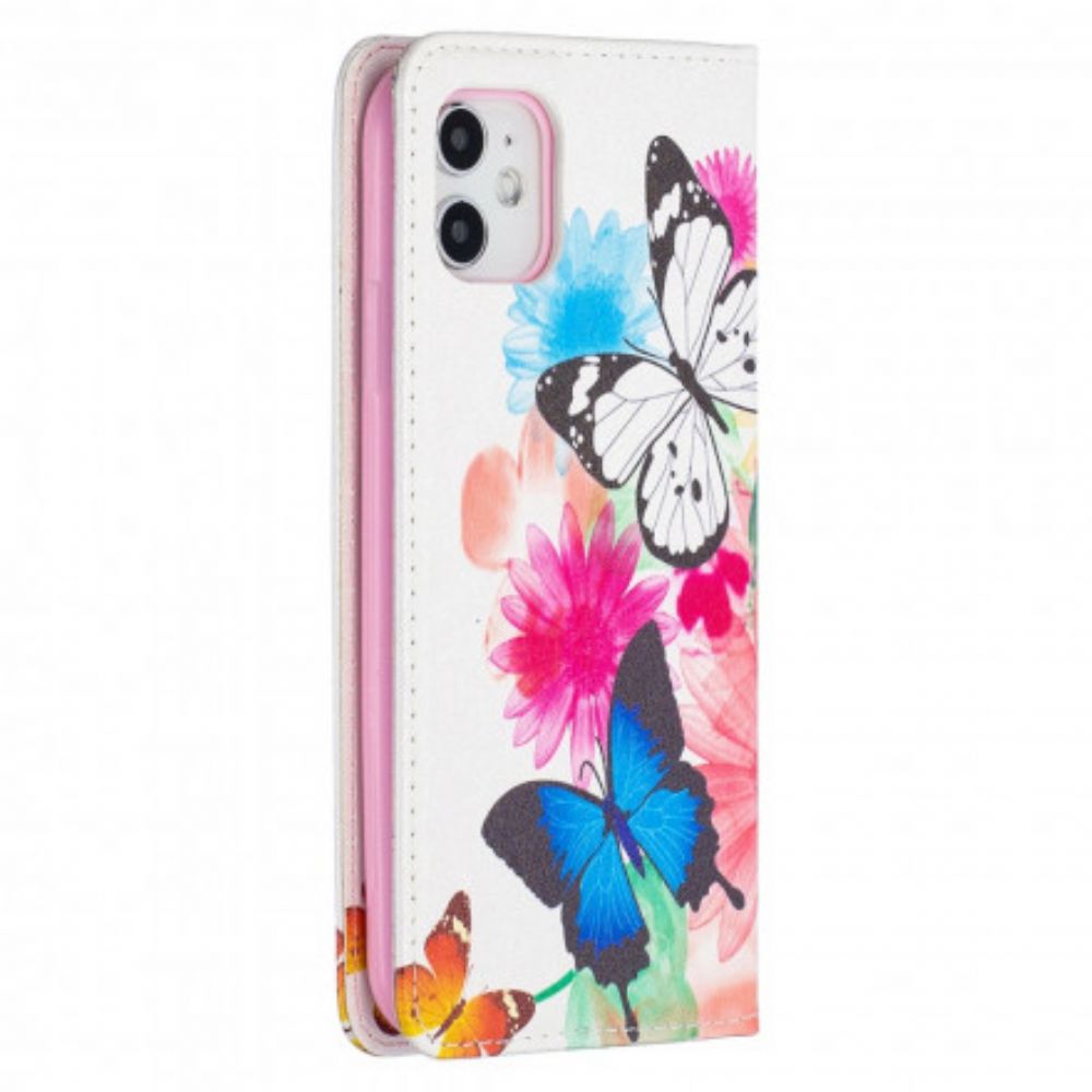 Bescherming Hoesje voor iPhone 11 Folio-hoesje Kleurrijke Vlinders