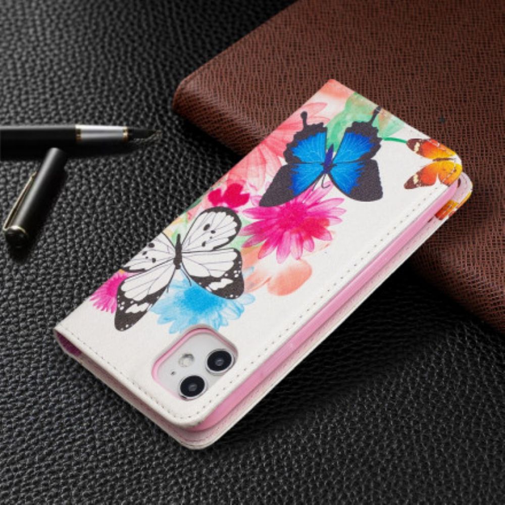 Bescherming Hoesje voor iPhone 11 Folio-hoesje Kleurrijke Vlinders