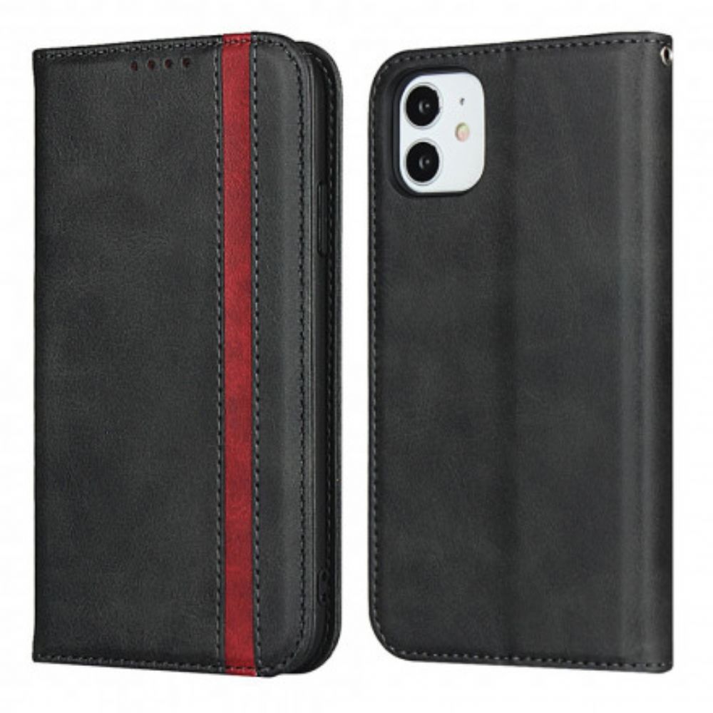 Bescherming Hoesje voor iPhone 11 Folio-hoesje Tweekleurig Leereffect Met Riem