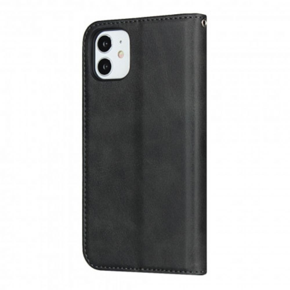 Bescherming Hoesje voor iPhone 11 Folio-hoesje Tweekleurig Leereffect Met Riem