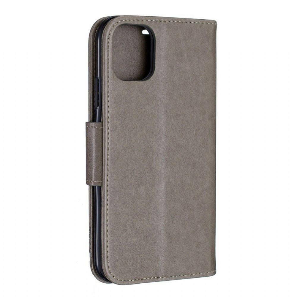 Flip Case voor iPhone 11 Met Ketting Bandje Met Vlinderprint