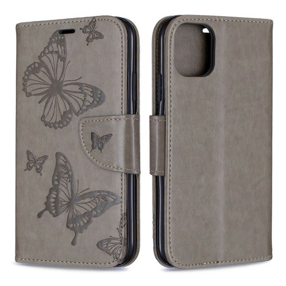 Flip Case voor iPhone 11 Met Ketting Bandje Met Vlinderprint