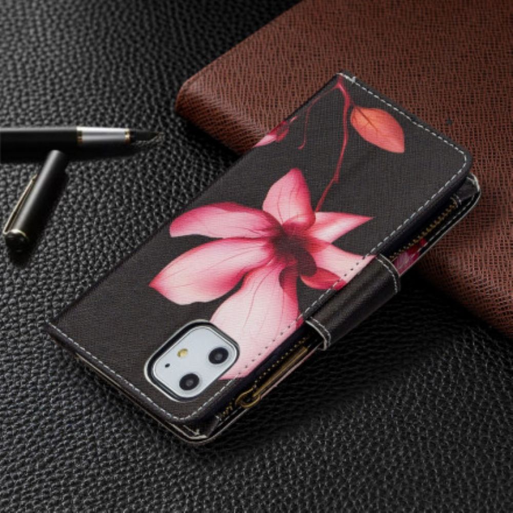 Folio-hoesje voor iPhone 11 Bloemzak Met Rits