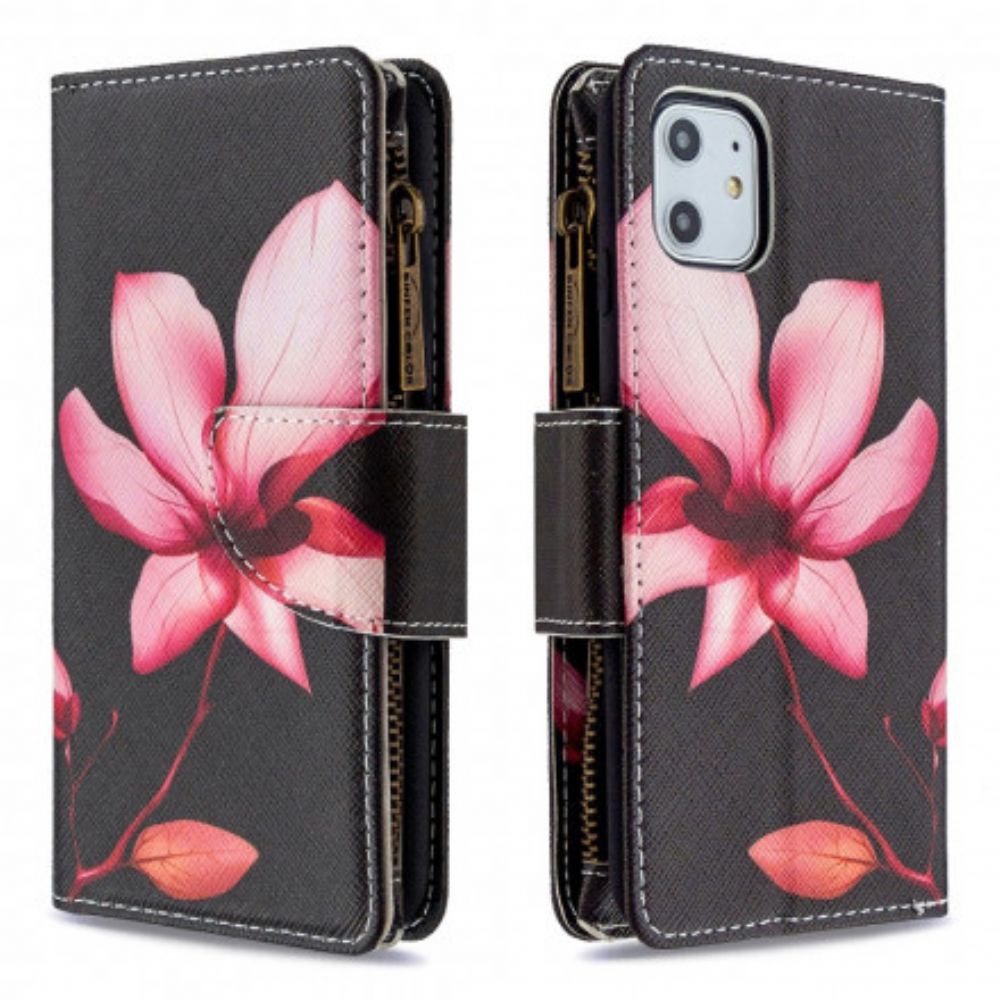 Folio-hoesje voor iPhone 11 Bloemzak Met Rits